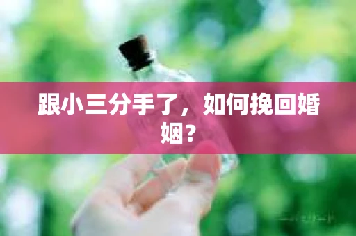 跟小三分手了，如何挽回婚姻？