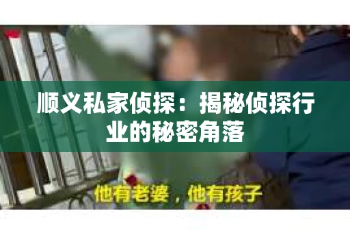 顺义私家侦探：揭秘侦探行业的秘密角落