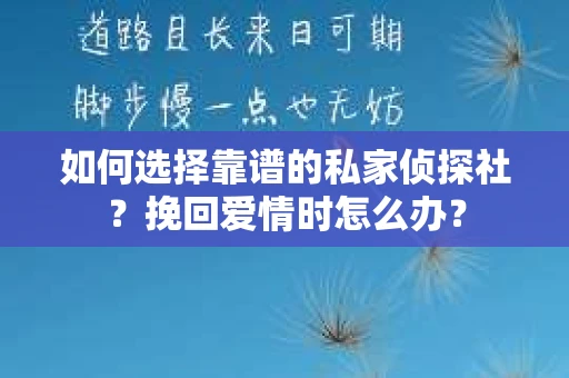 如何选择靠谱的私家侦探社？挽回爱情时怎么办？